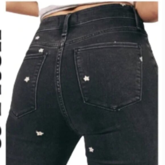 Abercrombie & Fitch Black High Rise Super Skinny Ankle Daisy Embroidered Jeans 4 - Picture 2 of 7